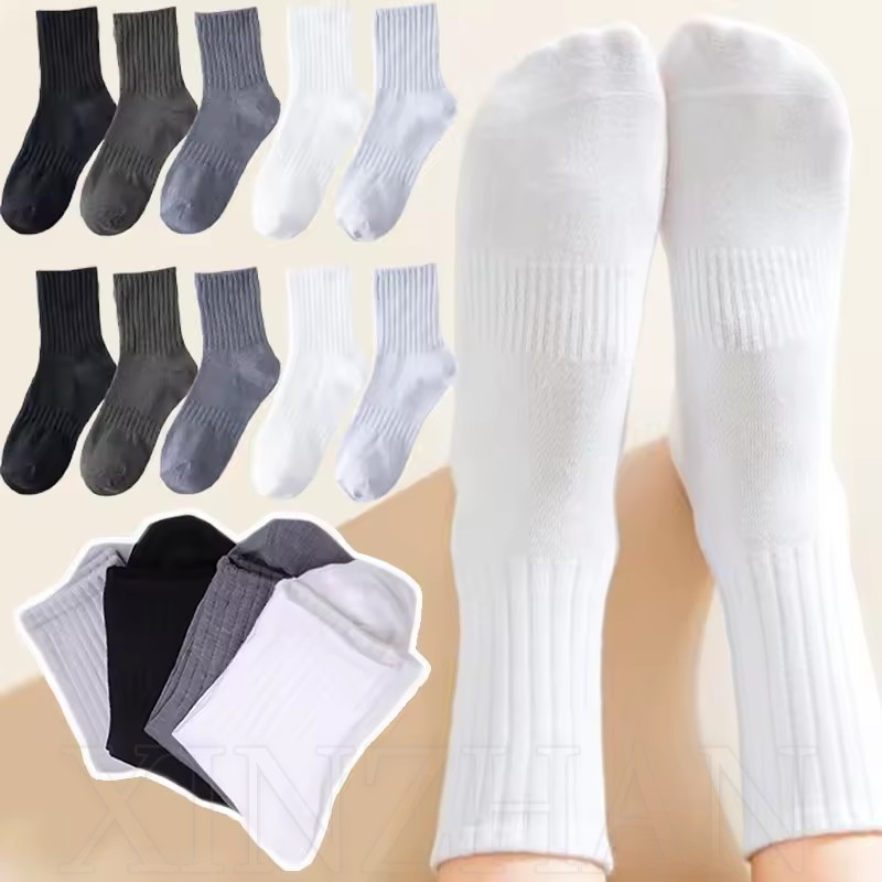 1 / 3 Đôi Tất Cotton Nam Nữ Thu Đông - Vớ Thể Thao Ống Giữa Màu Trơn - Thời Trang Đơn Giản, Mềm Mại Thoải Mái - Hút Mồ Hôi, Chống Mùi, Thoáng Khí Bắp Chân Ngắn