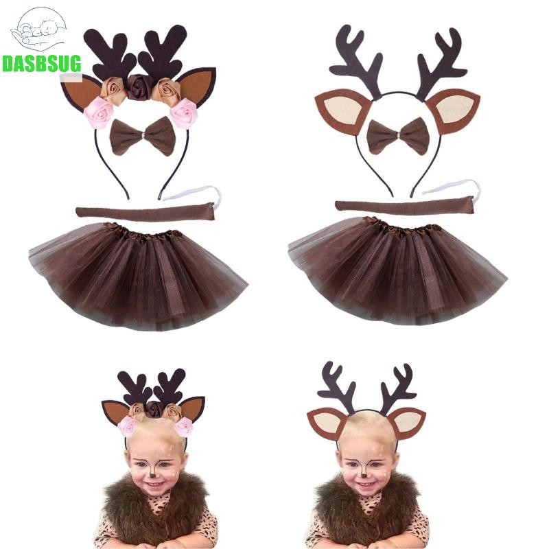Dasbsug Trẻ Em Gạc Đầu Đuôi Bowtie Tutu Váy Halloween Trang Trí Tiệc