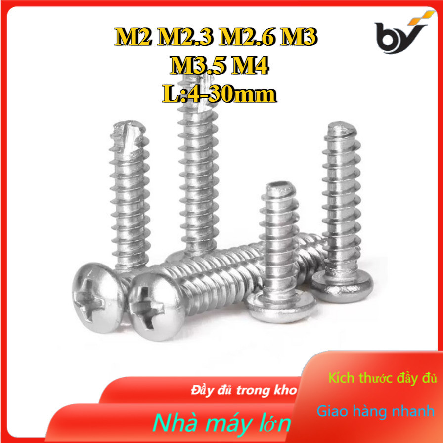 Vít răng thưa inox 304 Vít bắn gỗ pake đầu tròn,Vít gỗ M2 M2.3 M2.6 M3 ...