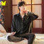 YHTN Đồ Ngủ Đồ mặc nhà thoải mái Cardigan giữ ấm thoải mái cỡ lớn lót nhung vàng thu đông cho nam có thể mặc ngoài