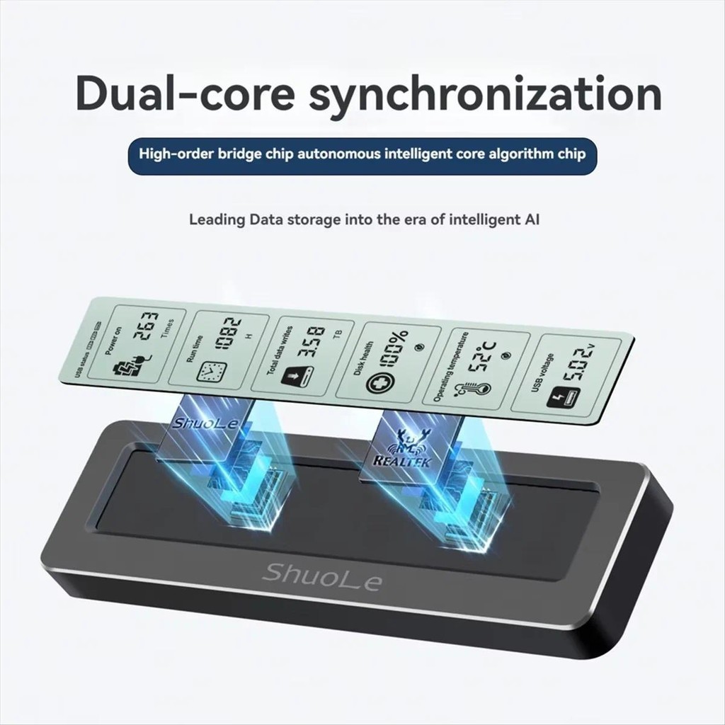 10gbps M.2 NVME / NGFF Giao thức kép Vỏ SSD có màn hình hiển thị Phát hiện sức khỏe kỹ thuật số thông minh Bộ chuyển đổi SSD USB Type C