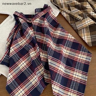 [Mới] Váy quấn ngắn viền sọc không đều ca rô dành cho nữ Váy nhiều lớp thời trang và đa năng.