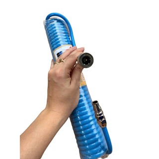 [MÀU XANH] Dây hơi PU xoắn dùng cho máy khí nén phi 8 dài 6m 9m 12m chịu áp lực cao dẻo mềm