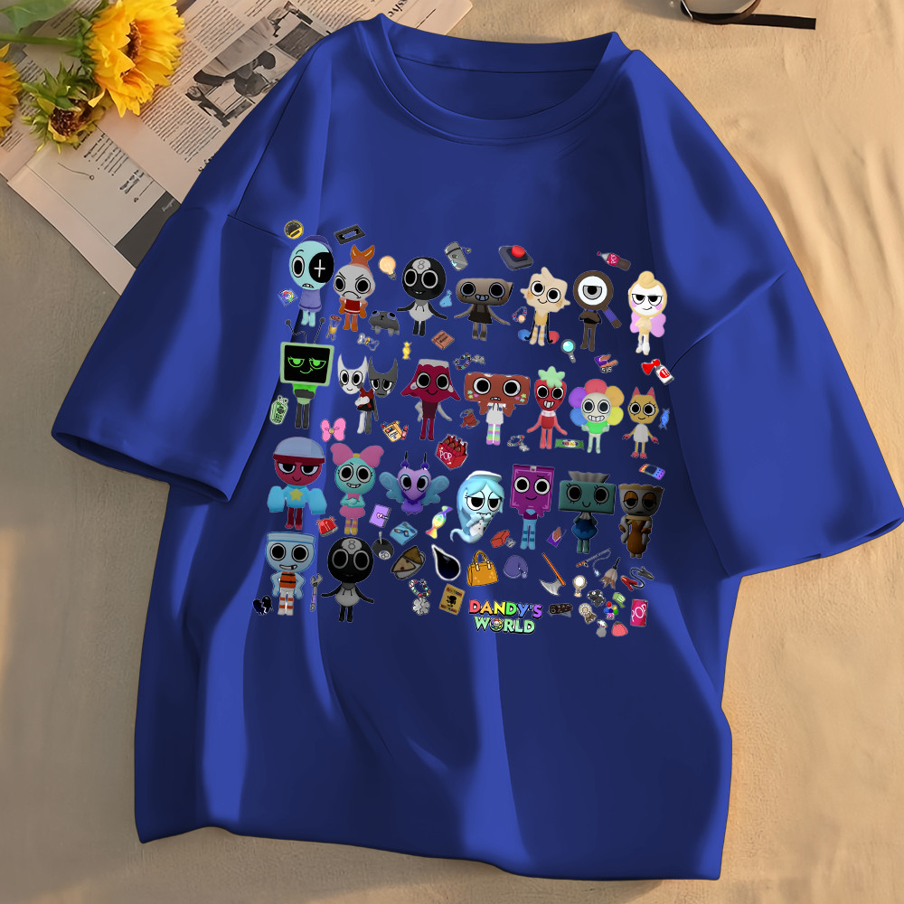 Áo thun in hình hoạt hình vui nhộn 2025 của Dandy 's World Kids Áo thun ngắn tay mùa hè Playwear Top