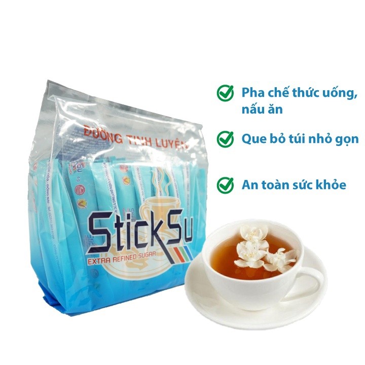 Đường Que Tinh Luyện Biên Hoà (Túi 50 Thanh x 6g) - Đường que dùng pha trà, cafe tiện lợi