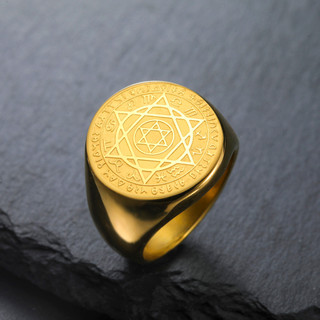 SKYRIM Vàng 12 Chòm Sao Nhẫn Hexagram Thép Không Gỉ Chống Dị Ứng Trang Sức Dành Cho Nam