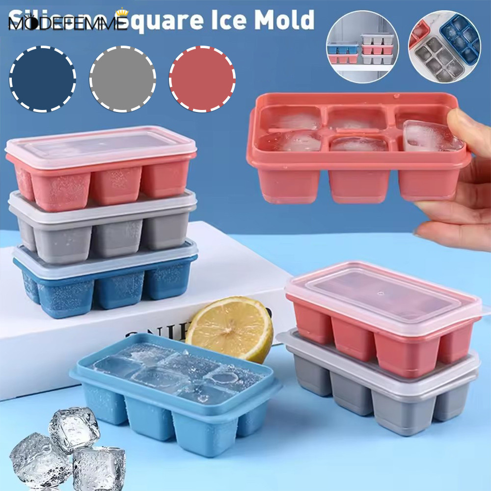 [Trang chủ] Khay đá silicon chống rò rỉ có nắp đậy - Hộp đá có thể xếp chồng lên nhau 3 màu, Thiết kế chống mùi cho tổ chức tủ lạnh gia đình / văn phòng
