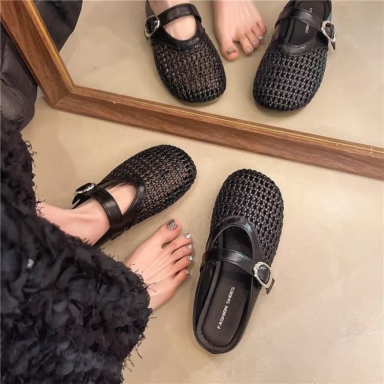 【✨Sopt】Dép Hot 2025/Giày marry jane nữ mùa hè cho phụ nữ, đế phẳng mềm/mesh, dép dệt rỗng