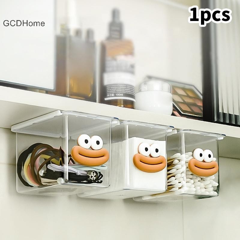 GCDHome Ngăn Kéo Phong Cách Hộp Bảo Quản Dưới Gương Tủ Phòng Tắm Trong Suốt Bông Dính Trang Điểm Phòng Tắm Cotton Kéo Ra Lưu Trữ HOT