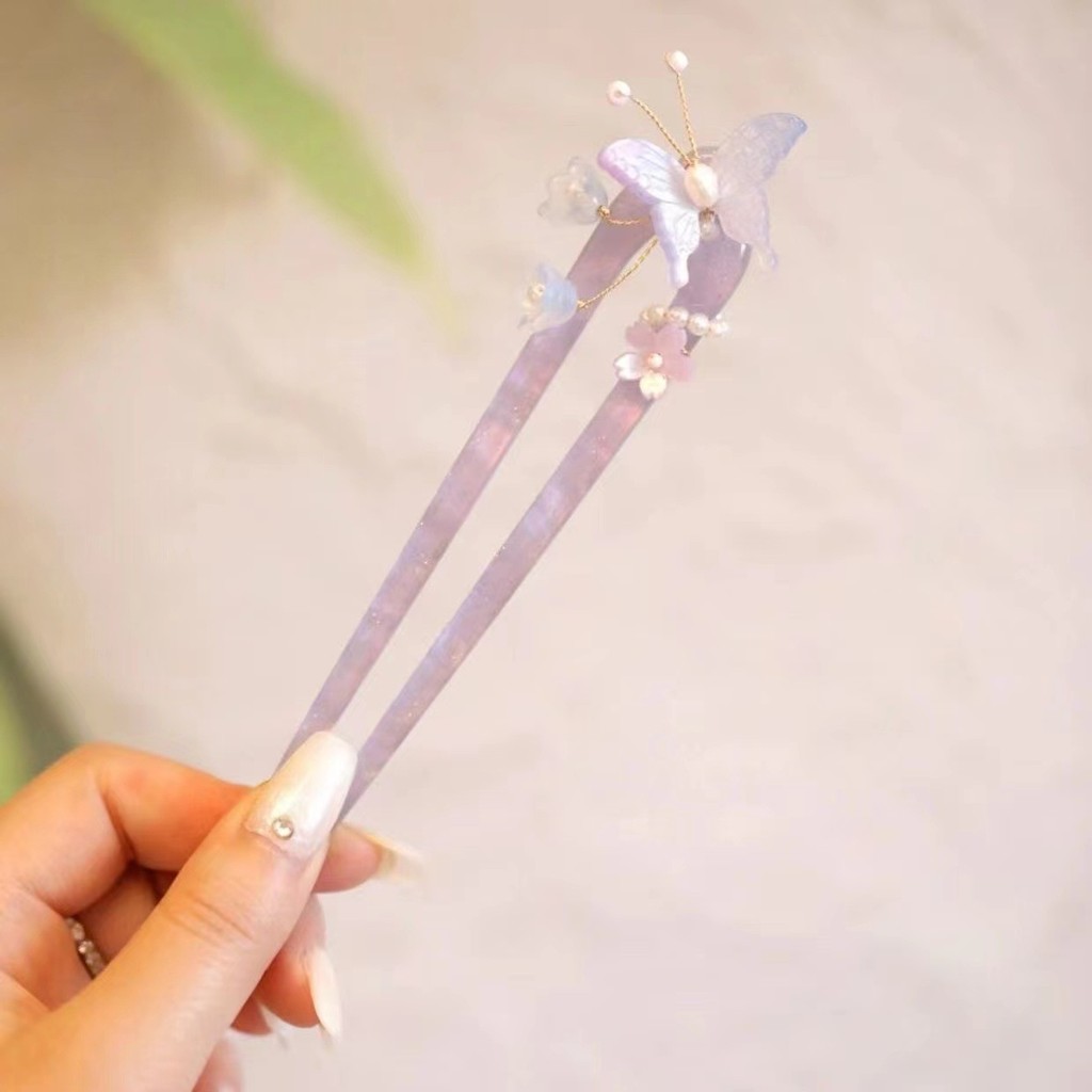 Kẹp tóc nữ hình chữ U, kẹp bướm acetate cao cấp, phong cách Trung Quốc, phụ kiện tóc hàng ngày
