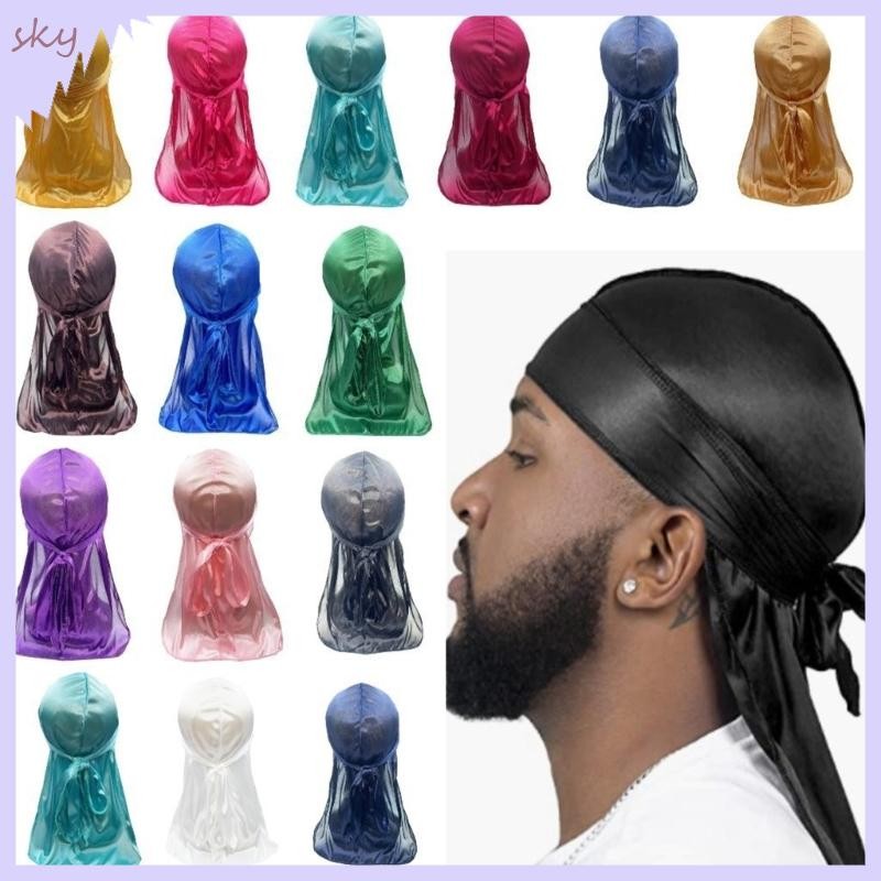 Bầu Trời Đuôi Dài Headwrap Durag Mũ Cho Nam Nhanh Khô Khăn Trùm Đầu Mũ Cho Dreadlocks