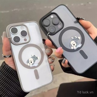 Ốp điện thoại từ tính mới hình chó con màu xanh hoạt hình tương thích với iPhone 12 11 Pro Max 16 15 14 Pro 13 12 Pro 11 16 Plus 15 Pro 14 13 Pro, chống mồ hôi và chống sốc