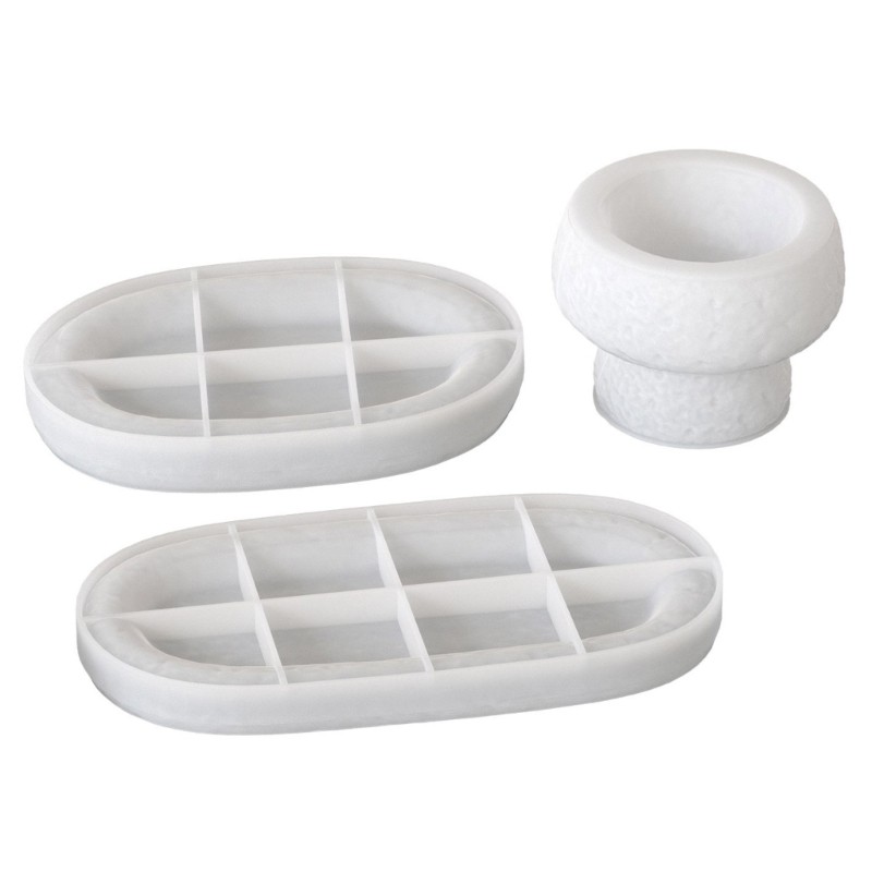 Fine Linh Hoạt Tấm Silicon Khuôn Hình Bầu Dục Khay Cốc Khuôn Đồ Trang Sức