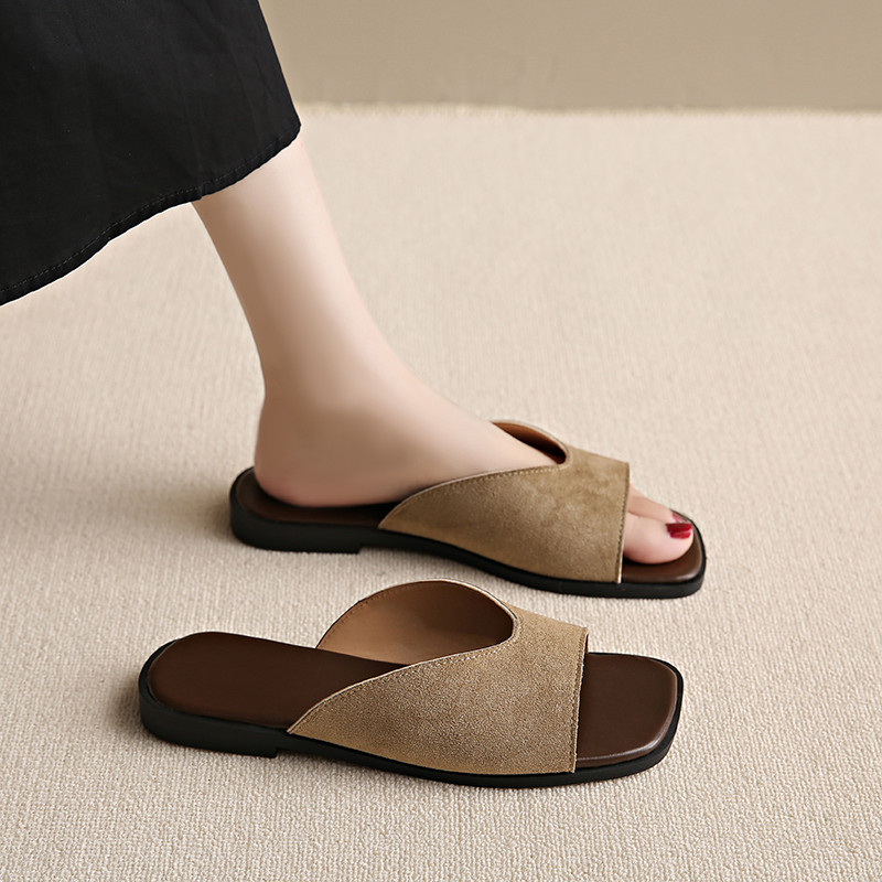 Atikota Nữ Mới Dép Bằng Retro Thoải Mái Da Báo In Thời Trang Nhẹ Chống Trơn Trượt Dép