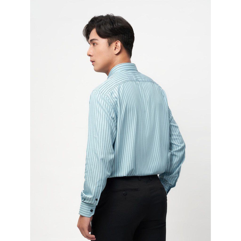Sơmi dài tay vạt tròn VIETTIEN vải sợi hoa hồng phom regular VT00000227