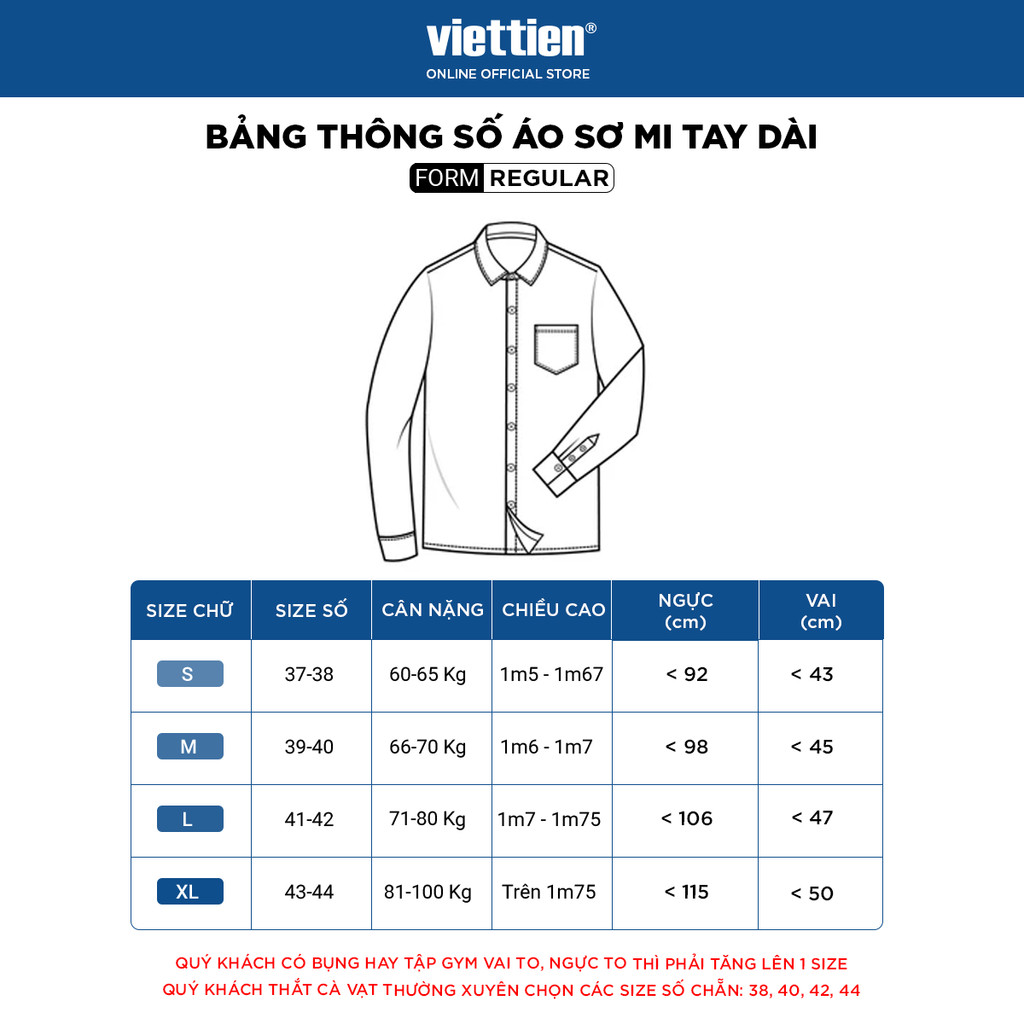 Sơmi dài tay vạt tròn VIETTIEN vải sợi hoa hồng phom regular VT00000227