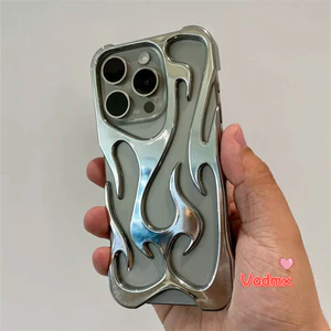 Ốp Điện Thoại Ngọn Lửa Rỗng Thời Trang Cho Samsung Galaxy A16 A05 A55 A54 A15 A14 S25 S24 S23 S22 Siêu Mát Bé Trai Cô Gái Bạc Mạ Điện Bìa Mềm
