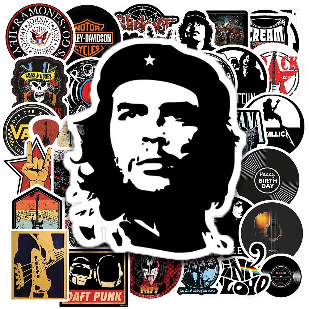 Hộp 50 Miếng Dán Nhãn Dán Hình ROCK BAND - Chống Thấm Nước Đa Năng Dùng Trang Trí Vali, Laptop, Tủ Lạnh