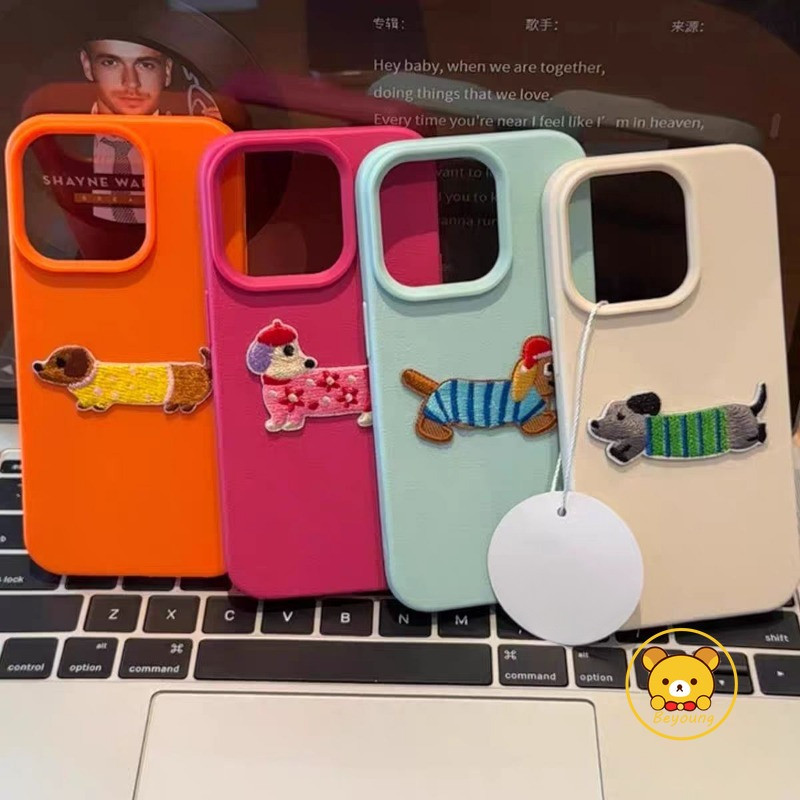 Vỏ Mềm Chó Dachshund Thêu Ngộ nghĩnh Cho iPhone 12 11 Pro Max 12 Mini XS Max X XR 8 7 6 6S Plus SE 2020 Vỏ Điện Thoại Da Chống Rơi Vỏ Dễ Thương