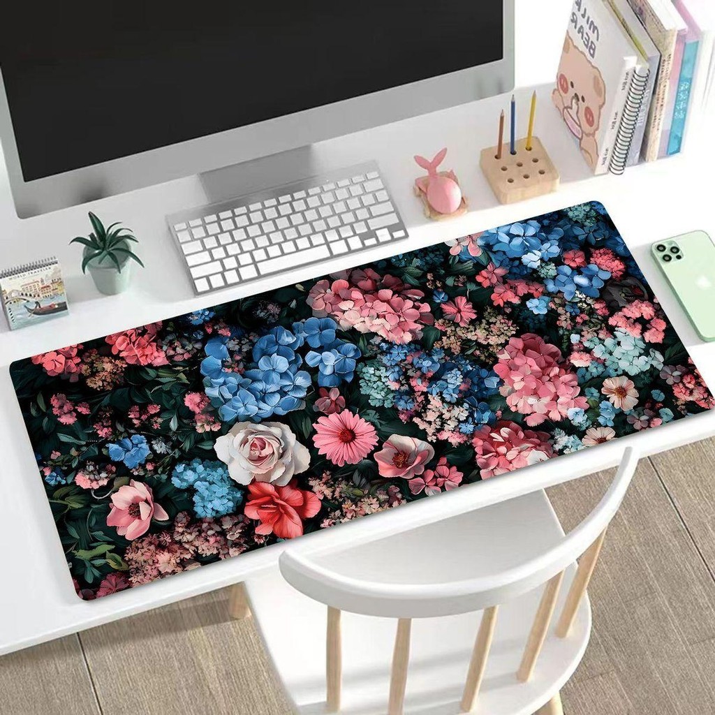 Miếng Lót Chuột Mở Rộng Hoa Hồng Lãng Mạn Hoa Đẹp Văn Phòng Cực Lớn Dày Bàn Phím Máy Tính Để Bàn Thảm Cao Su Cho Người Lớn Trang Trí Bàn