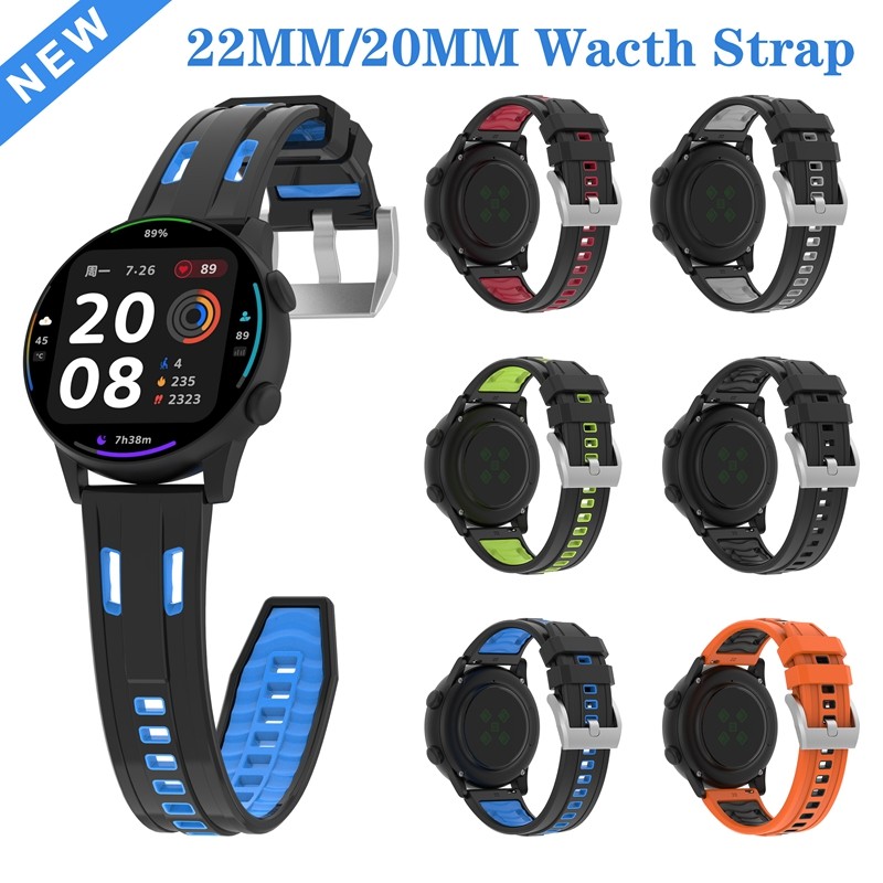Cinturino Silicone 22mm Per Amazfit Balance/GTR E Samsung/Huawei/Garmin – Inciso Floreale Bicolore, Morbido E Impermeabile, Adatto A Polsi 132-170mm