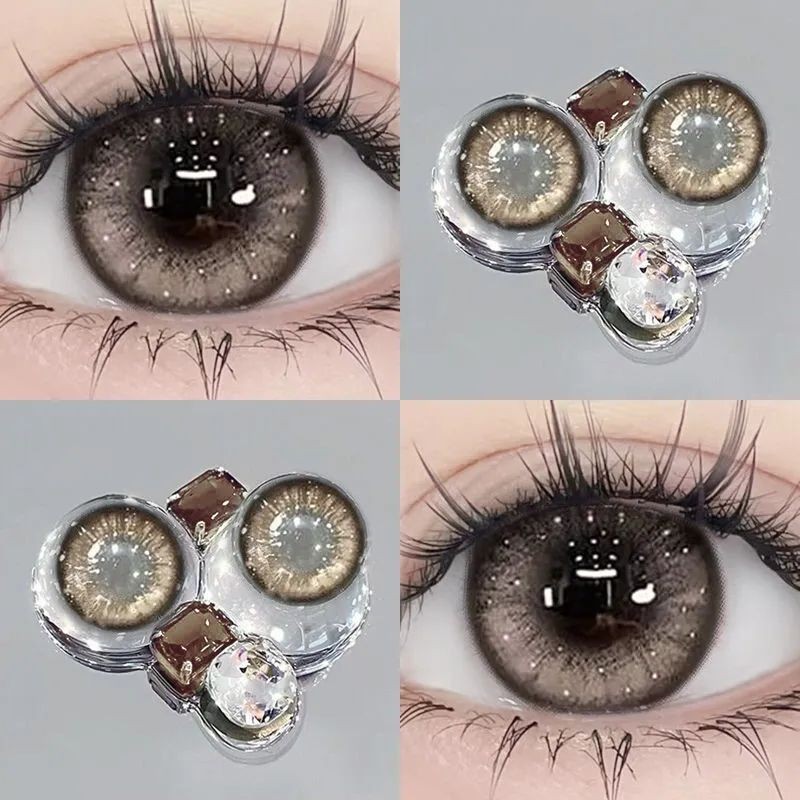 [0.00--6.00] Kính áp tròng Set 2 chiếc Ống kính áp tròng màu xám 14,5mm một năm 0,00---6,00 độ 03