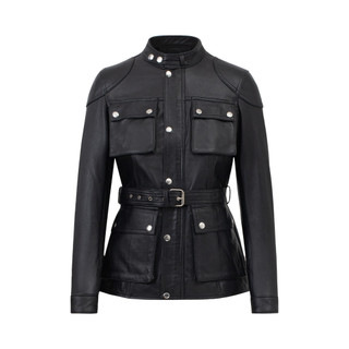 Áo da cừu nam FTT Leather Racer Jacket 4 túi hộp có đai rời dáng dài AD317C40