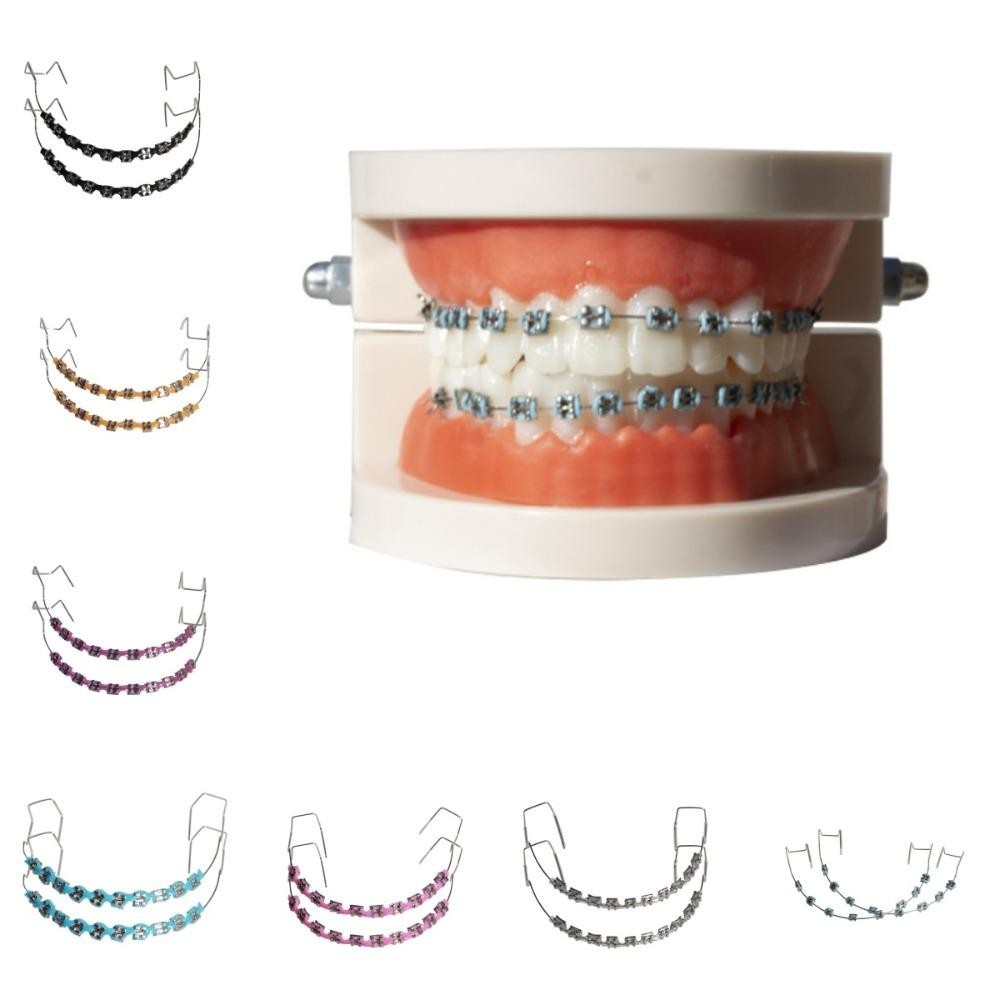 JIMMYCHOOEC 1 Cặp Dây Buộc Chỉnh Nha, Với Dây Kim Loại Trang Trí Nha Khoa Trang Trí Răng Tạm Thời, Phụ Kiện Niềng Răng Chân Đế Giả Nhiều Màu Sắc Giá Đỡ Kim Loại Răng