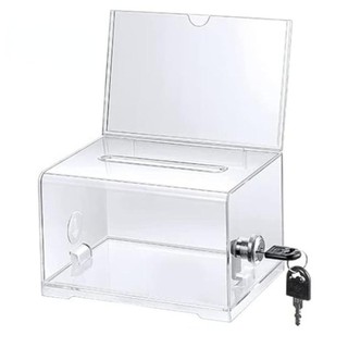 Hộp quyên góp MODOMINO, hộp đựng tiền xu trong suốt có khóa, acrylic, hộp đựng phiếu bầu/vỏ từ thiện