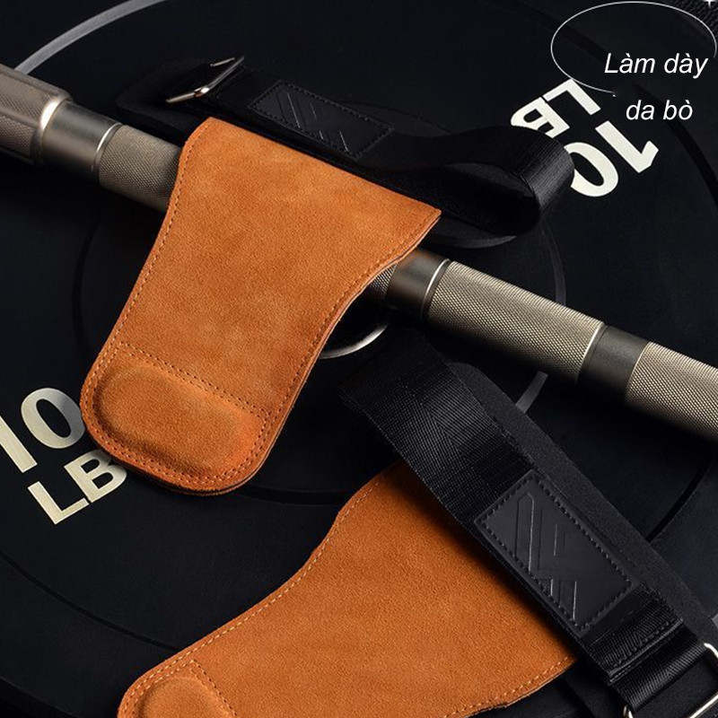 Găng Tay Tập Gym,Lifting Strap, Hỗ Trợ Các Bài Kéo, Deadlift, Lên Xà,Chất liệu da bò chuyên nghiệp