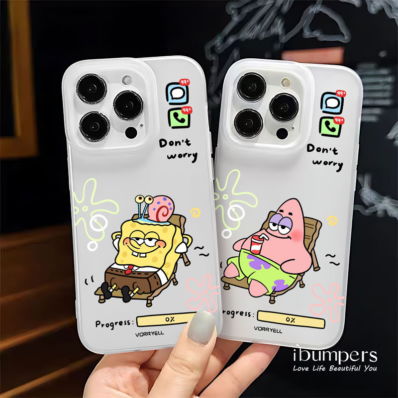 ibumpers Ốp Điện Thoại iPhone Kỳ nghỉ ngộ nghĩnh SpongeBob Patrick Họa tiết Ốp Lưng Trong Suốt Nhám Mờ Chống Bẩn Chống Sốc Cho IPhone 16 15 14 12 13 11 Pro Max IP 7 8 Plus X XS XR