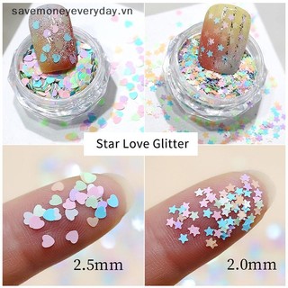 [savemoneyeveryday] 1Jar Hỗn Hợp Lấp Lánh Ngôi Sao Tình Yêu Mảnh Móng Tay Kim Sa Lấp Lánh Trang Trí Móng Tay Nghệ Thuật Đầu Làm Móng Tay Quyến Rũ Cho Nữ Bé Gái DIY [vn]