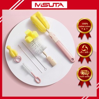 Set cọ bình sữa, núm ti, bình nước, vệ sinh MISUTA với 6 chi tiết xoay 360 độ vệ sinh an toàn .