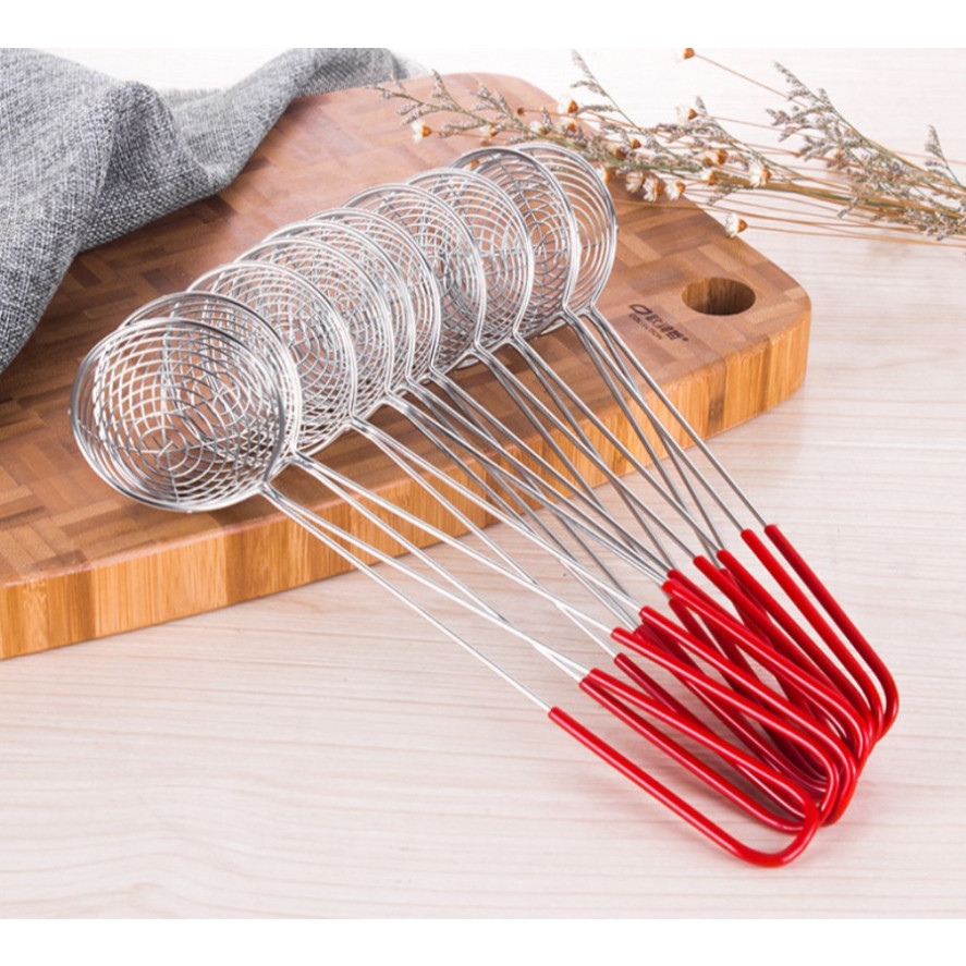 Vợt Múc Topping Trân Châu - Vợt Inox Vớt Trân Châu, Topping Cao Cấp Cán Đỏ