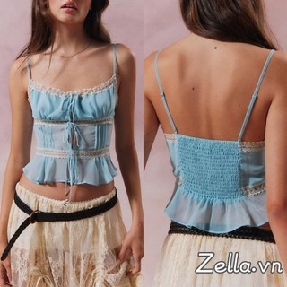 Nữ Sheer Lưới Cami Áo Mùa Hè Ren Viền Dây Đeo Có Thể Điều Chỉnh Nhìn Xuyên Qua Cổ Chữ V Crop Tank