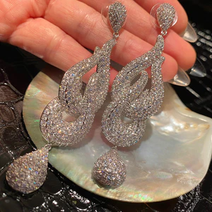 Mặt dây chuyền và bông tai zircon phong cách Hàn Quốc, thiết kế sang trọng