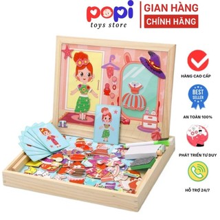 Ghép Hình Thiết Kế Thời Trang Cho Bé, Đồ Chơi Tranh Ghép Nam Châm Thay Trang Phục Bé Gái, Bằng Gỗ Và Nam Châm.