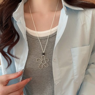 Vòng cổ mặt dây chuyền ngọc trai hoa, dây chuyền xương đòn Instagram đơn giản và đa năng Nhật Bản và Hàn Quốc, dây chuyền áo len phong cách cao cấp thích hợp cho bé gái