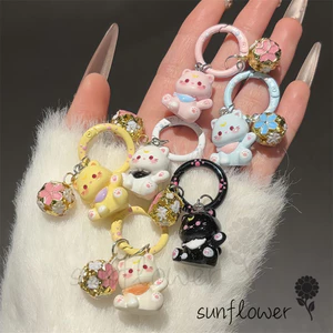 Mèo Dễ Thương Chuông Móc Khóa Túi Bé Gái Phụ Kiện Mặt Dây Chuyền Ngọt Ngào Phong Cách Móc Khóa Miễn Phí Bạn Gái Mặt Dây Chuyền