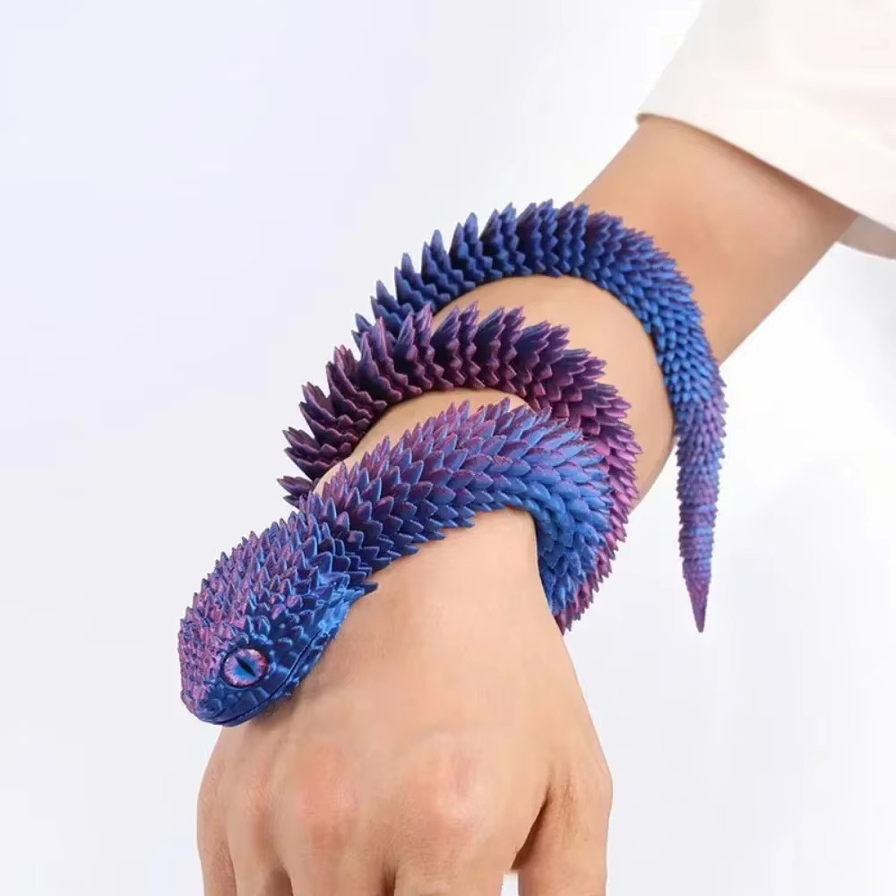 3D In Hình Rắn Khớp Nối Bush Viper Đồ Chơi-Dragon Rắn Tích Hợp Khớp Di Động Tượng Trang Trí Nhà Cửa Quà Tặng Trẻ Em Kích Thước 30CM