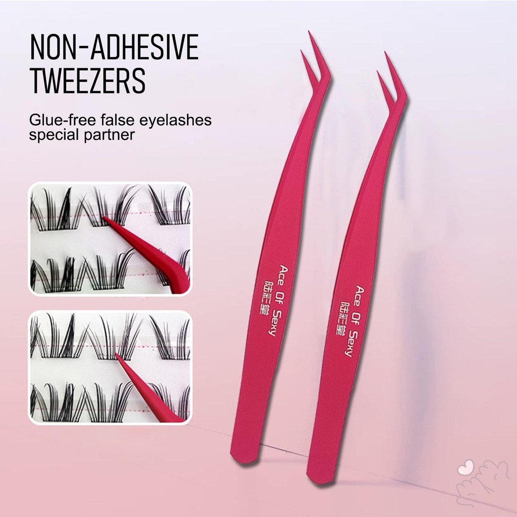 Thép không gỉ Slanted Eye Brow Kẹp Lông Mi Giả Nối Dài Nhíp Trang Điểm Dụng Cụ Mỹ Phẩm