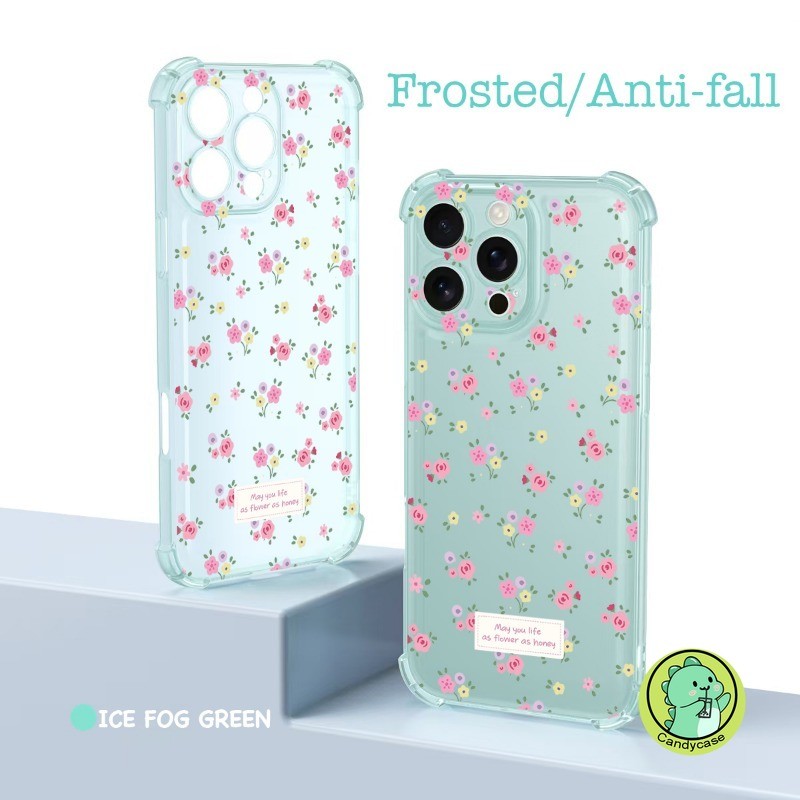 Ốp Điện Thoại Ice Mist AirBag Cho Vivo V50 Lite V50E V40 V30 V29 V27 V27E V25 V23 V21 Pro Lite 5G 4G Matte Cover Hoạt Hình Dễ Thương Hoa Sang Trọng Vỏ Mềm Chống Sốc