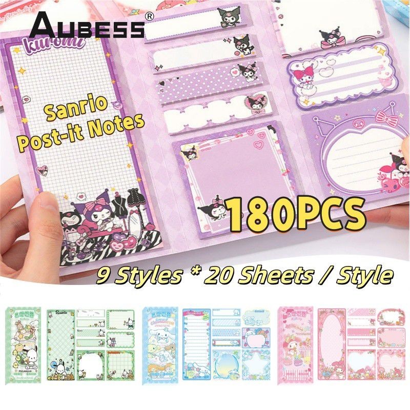 180 CÁI Nhãn dán Sanrio Sticky Notes Memo Book Labels Melody Kuromi ...