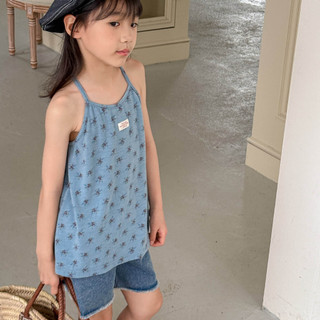 Áo vest dây hoa phong cách Hàn Quốc mùa hè cho bé gái, áo thun thời trang có chữ