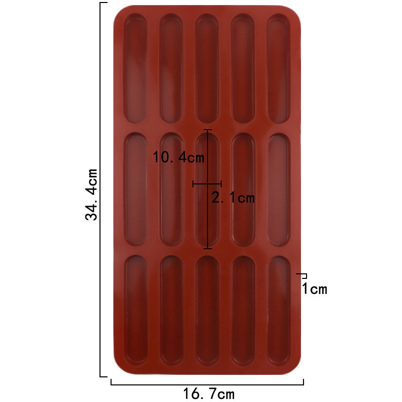 15 Khoang Dải Dài Ngón Tay Bánh Quy Khuôn Silicon Xì Gà Dương xỉ Tuyết Khuôn Tròn Dải Mousse Khuôn Làm Đá DIY Khuôn Nướng Bánh