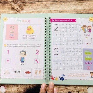 Combo 3 Cuốn Luyện Chữ Đẹp Bay Màu Thanh Nga Viết Chữ, Số, Nét - Gồm 3 Quyển, 6 ngòi bút, 2 Cá Cầm Bút
