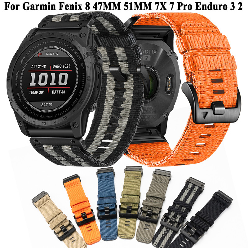 Quickfit Armband Für Garmin Fenix/Enduro – 26 Mm, Orange, Silikon & Nylon Mix