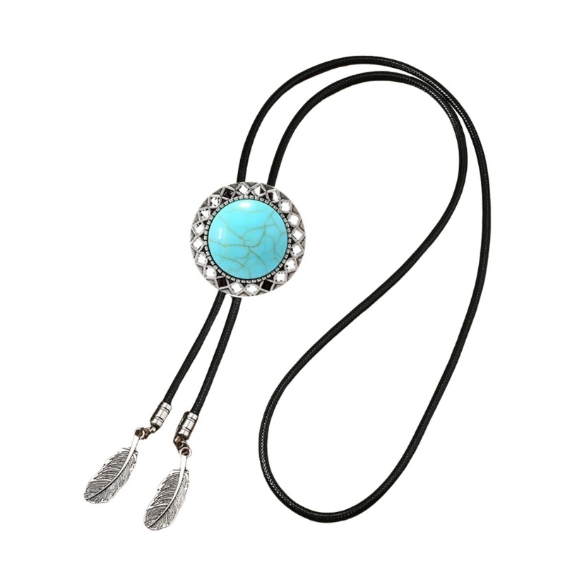 Dasbsug Western Cowboy Vintage Bolo Tie Dây Da Cổ Hoa Nghệ Cà Vạt Cà Vạt