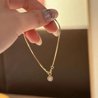 Vòng Tay Vàng Nữ Kim Cương Đơn Dây Chuyền Bạc Bong Bóng Xương Rắn Đơn Giản Handmade Trang Sức Sinh Viên Trang Sức Quà Tặng
