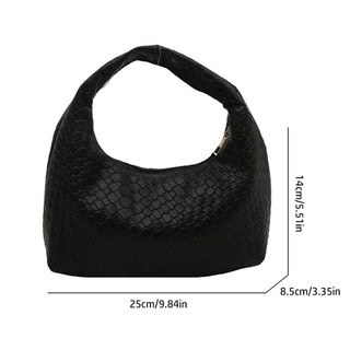 Túi đeo vai NECKLACEMASK, Túi xách họa tiết dệt vuông, Túi đeo trên cùng PU mềm đơn giản dành cho nữ
